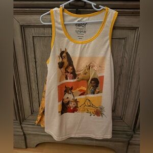 “ Minor Mark 3 Picture” Spirit Kids Tank Top - White and Yellow with Horse Print